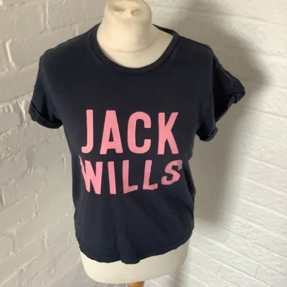 Jack Wills Round Neck T Shirt - Size 8 - Navy & Pink - Cotton - P2P 18” - Picture 2 of 7